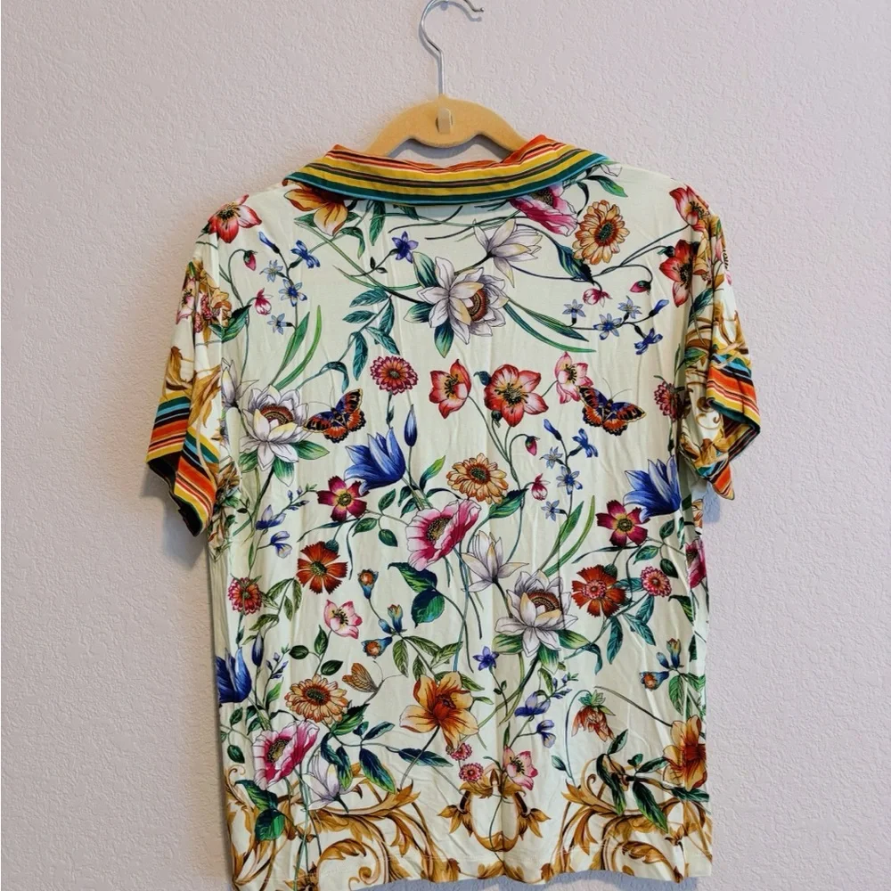 Johnny Was Felix Short Sleeve Polo Tee - Picture 4 of 5